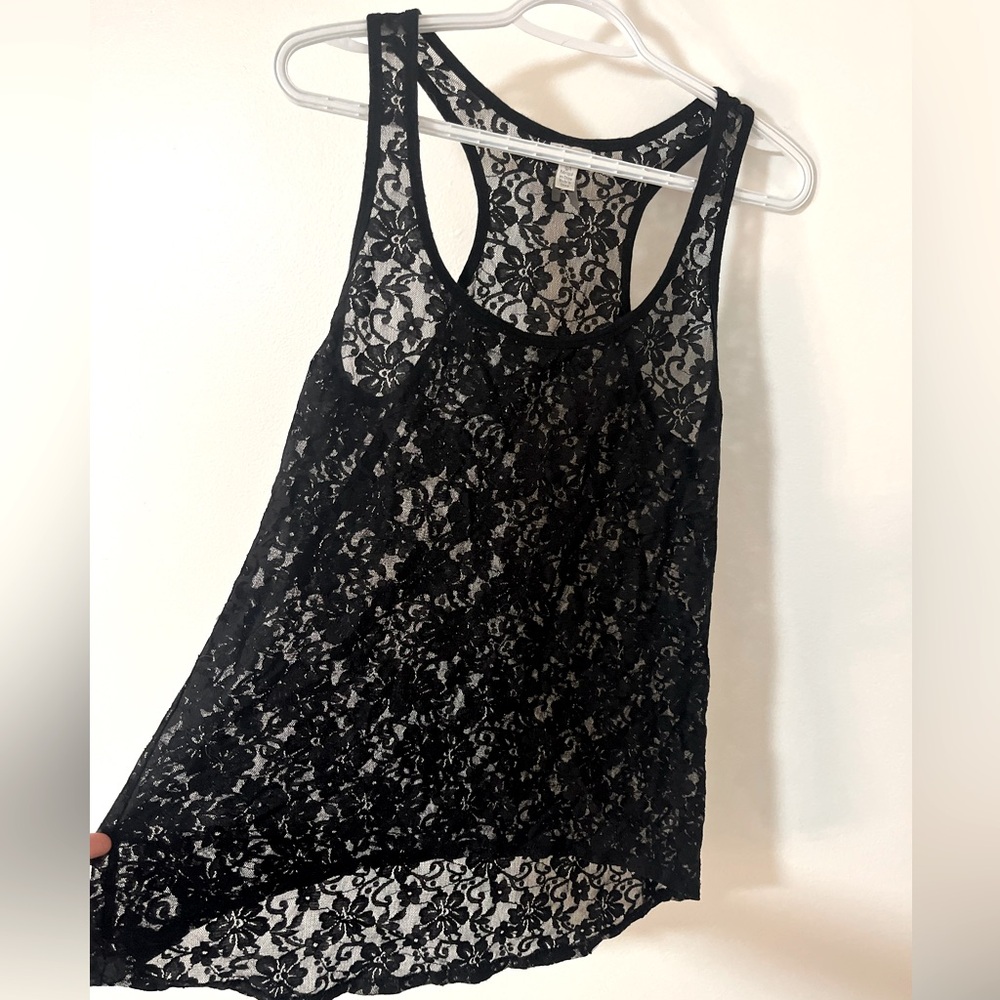 Elegant Black Lace Tank Top
